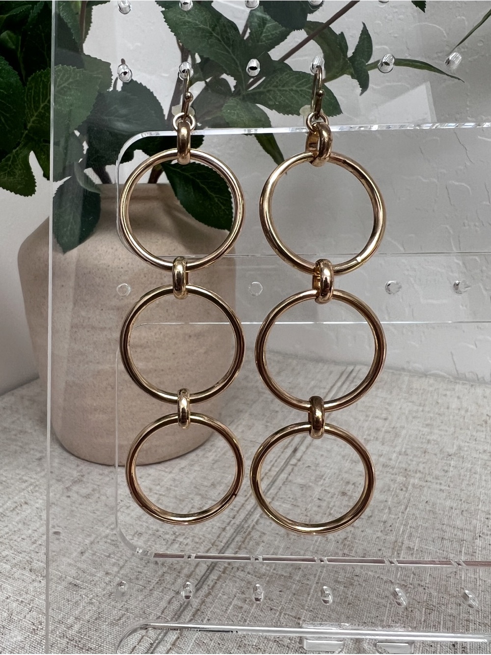 Gold Triple Hoop Drop Earrings - Women Jewelry